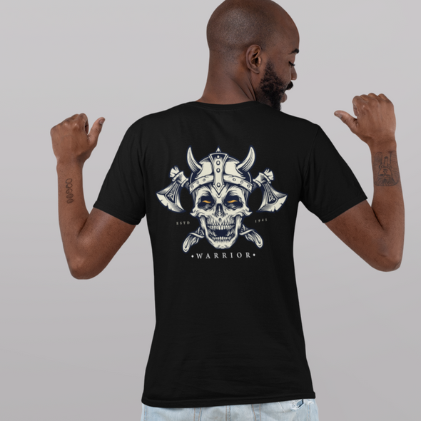 Skull With Axe And Helmet Print Unisex T-Shirt