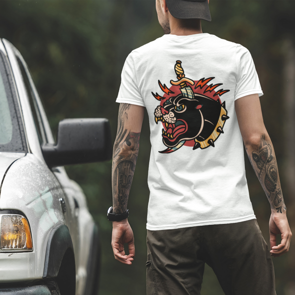 T-Shirt With Panther and Dagger Print