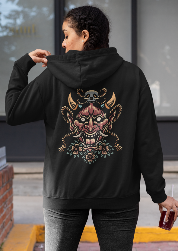 Unisex Hoodie With Raging Oni Print