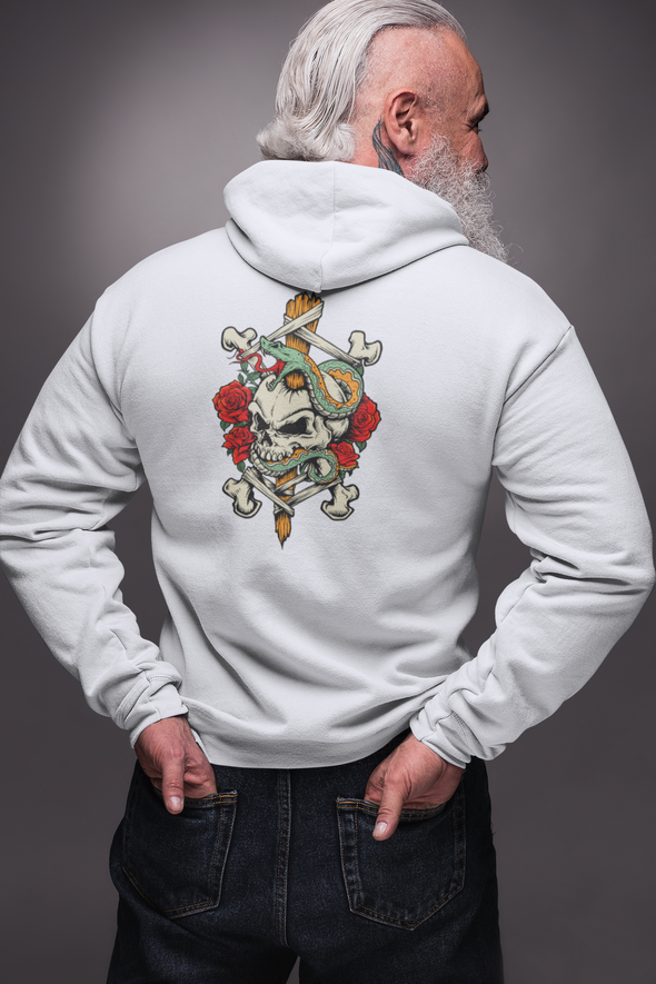 Unisex Hoodie With Skull Snake Print