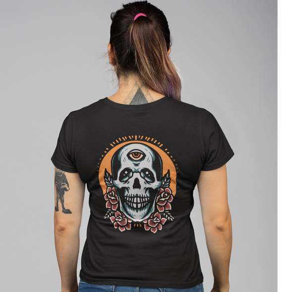 Unisex T-Shirt With Skull And Roses