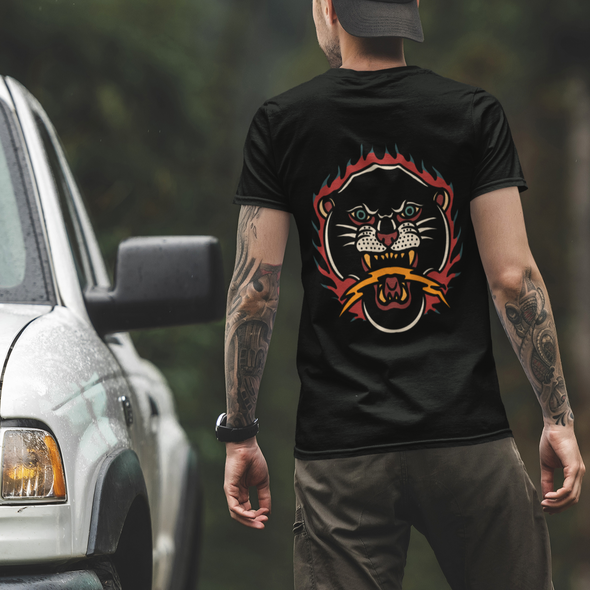 Unisex T-shirt With Burning Panther and Thunder