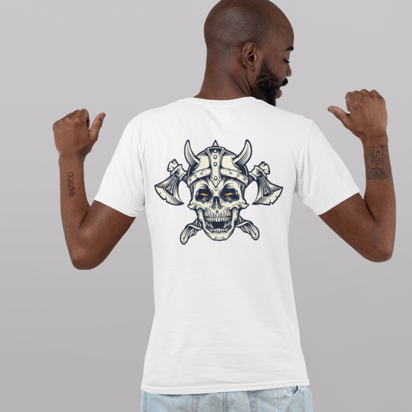Skull With Axe And Helmet Print Unisex T-Shirt