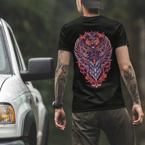 Unisex T-shirt King Owl Colorful Ornaments