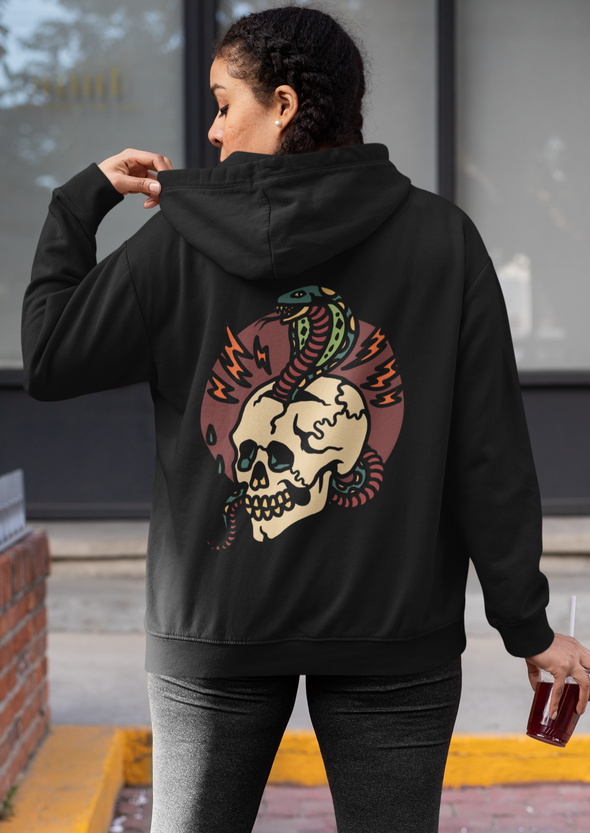 Snake And Skull Print Hoodie