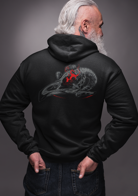 Unisex Bird Skull Printed Hoodie