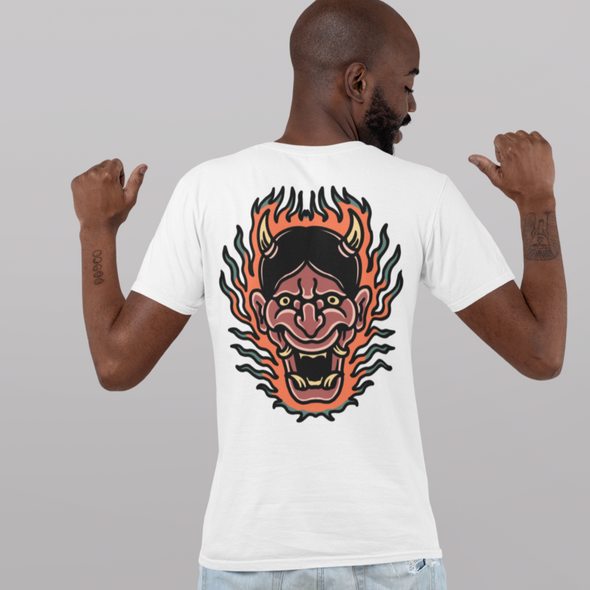 Flaming Oni Black & White Unisex T-Shirt