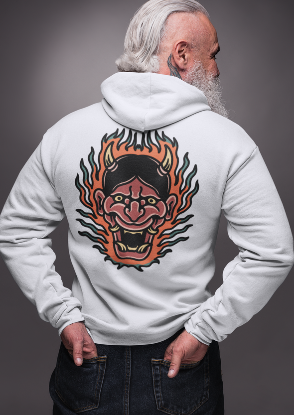 Flaming Oni Unisex Printed Hoodie