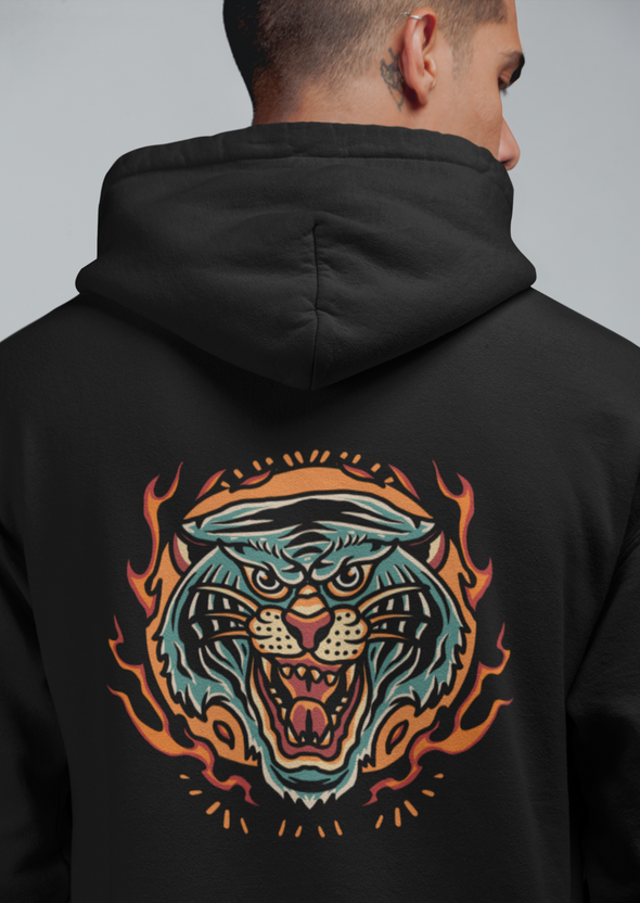 Hoodie With Tiger Burning Print