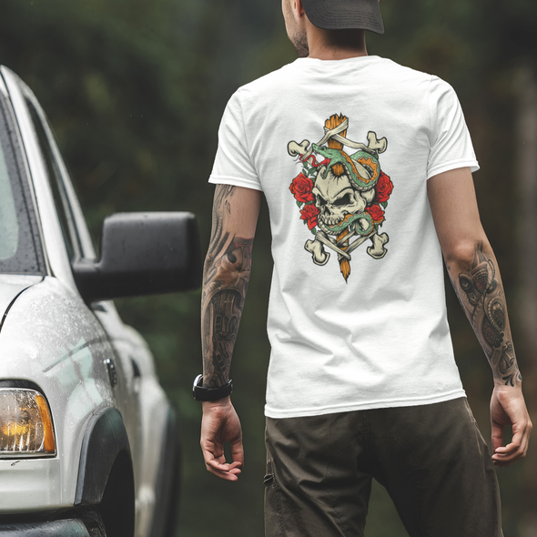 Unisex T-Shirt With Skull Snake Print