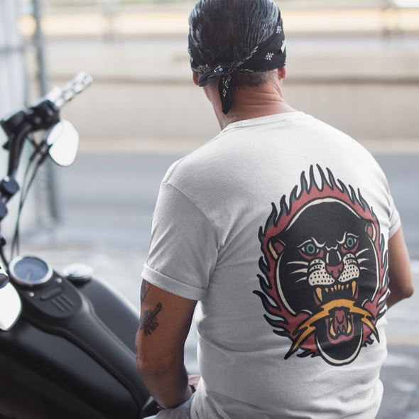 Unisex T-shirt With Burning Panther and Thunder