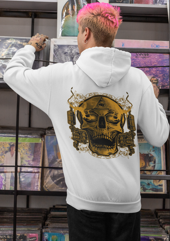 Unisex Skull Tattoo Printed Hoodie