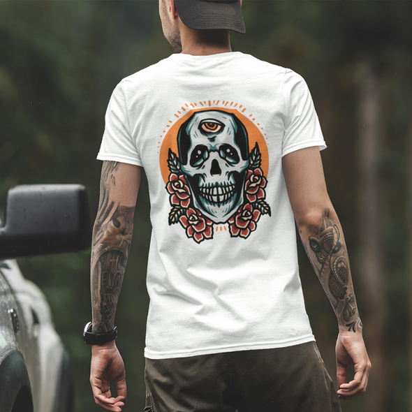 Unisex T-Shirt With Skull And Roses