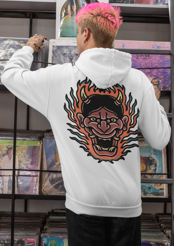 Flaming Oni Unisex Printed Hoodie