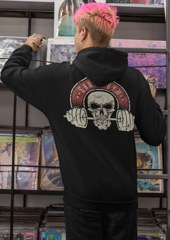 Unisex Skull Gym Badge Printed Hoodie