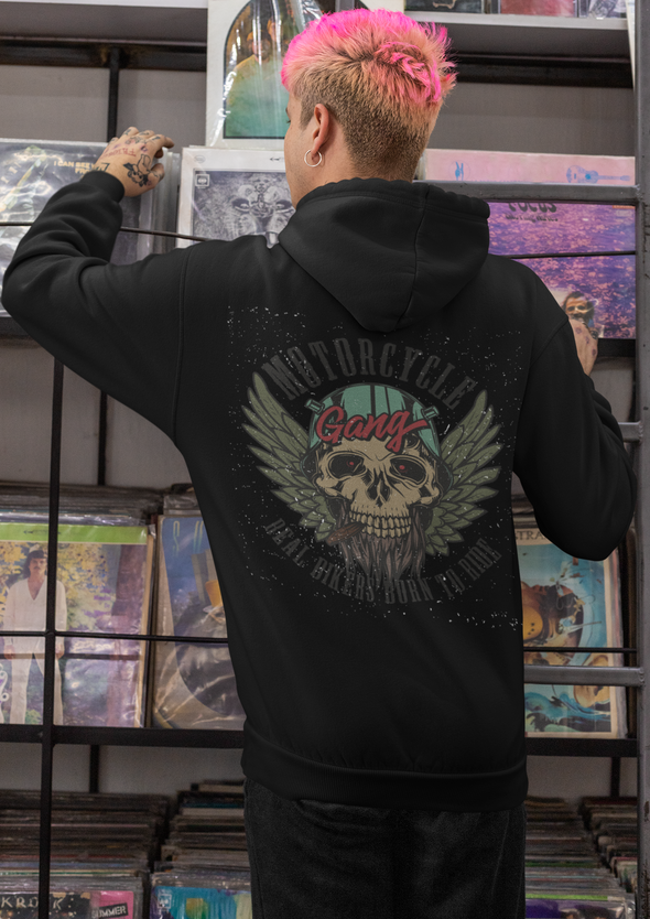 Unisex Motocross Skull Biker Printed Hoodie