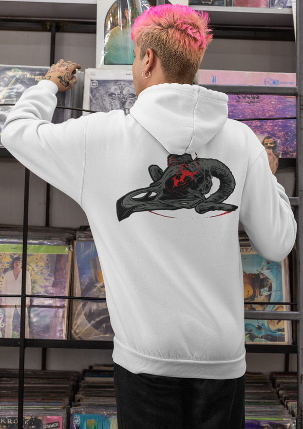 Unisex Bird Skull Printed Hoodie