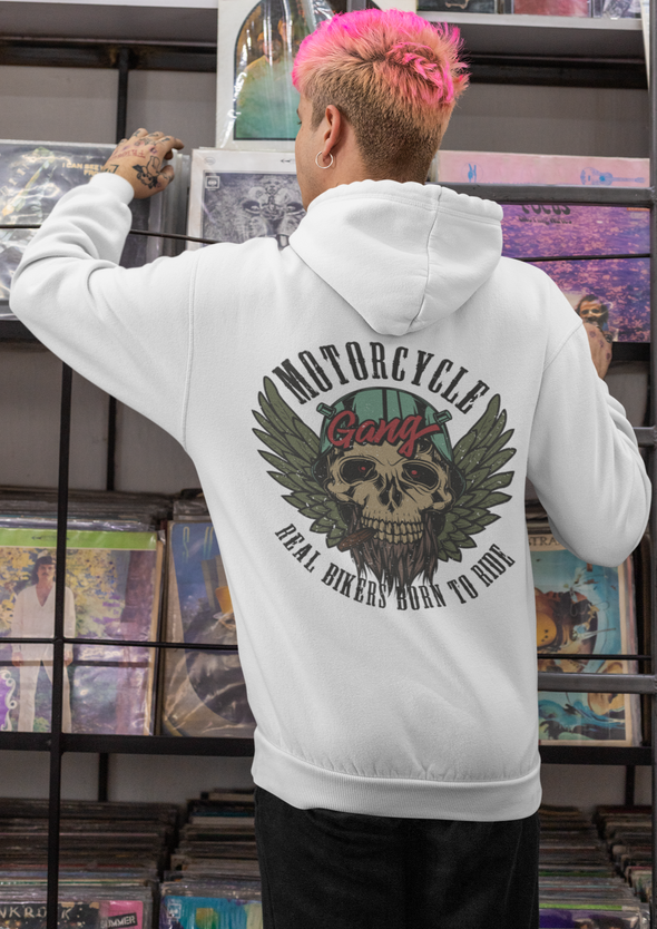 Unisex Motocross Skull Biker Printed Hoodie