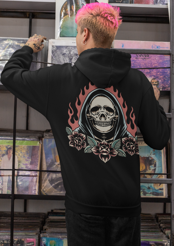 Unisex Burning Grim Printed Hoodie