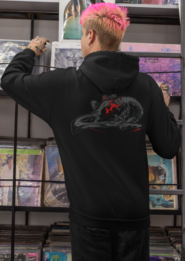 Unisex Bird Skull Printed Hoodie
