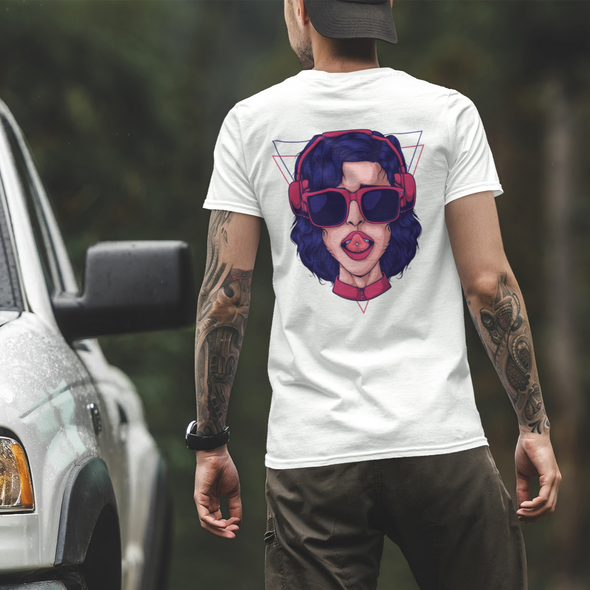 Girl Wearing Headphone Unisex Tshirt