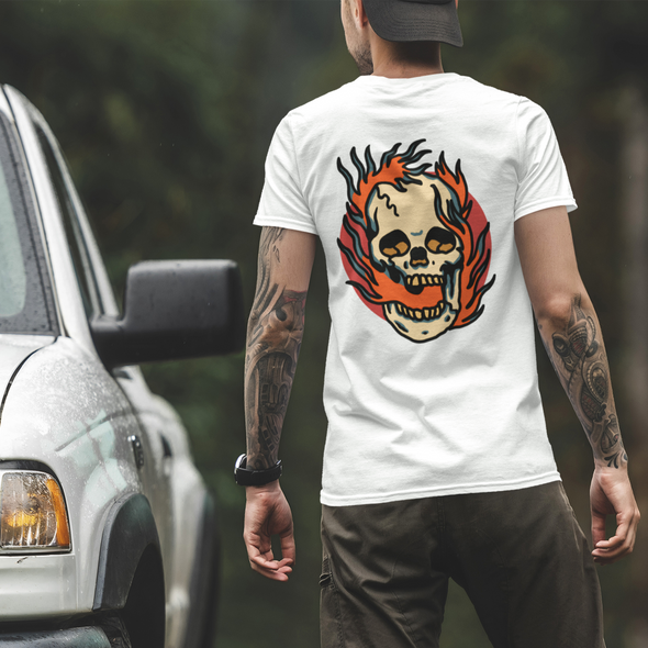 Unisex T-Shirt With Skull Burning Print