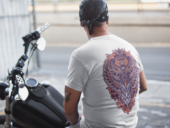 Unisex T-shirt With King Owl Colorful Ornaments