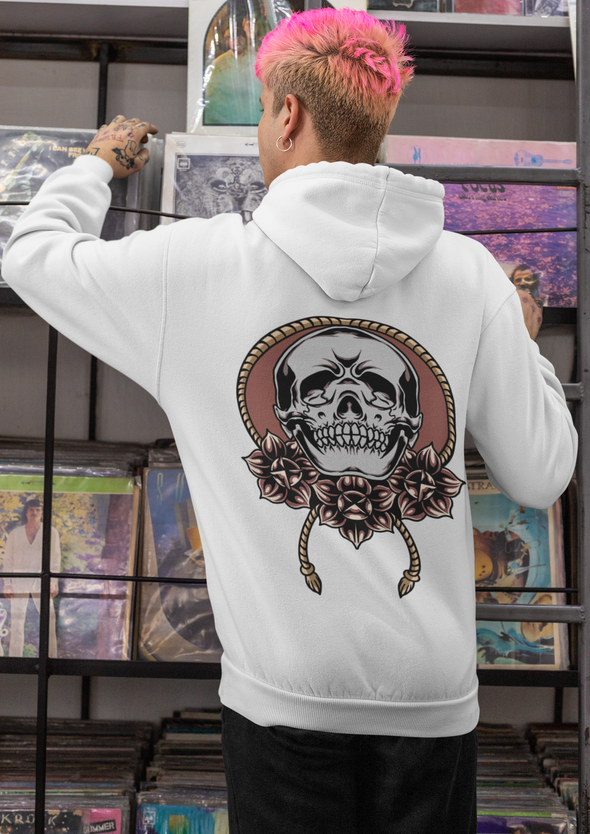Unisex Printed Skull And Roses Hoodie