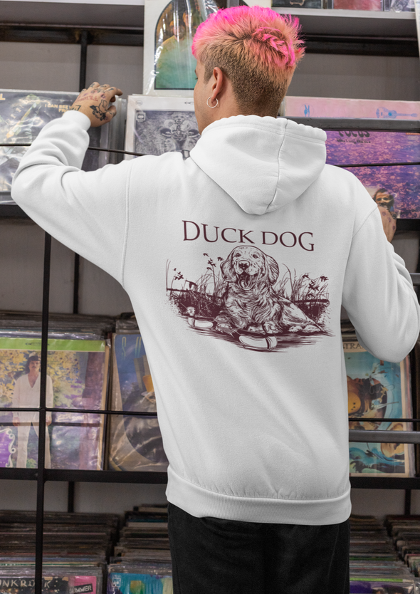 Unisex Duck Dog Vintage Printed Hoodie