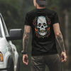 Black & White T-Shirt With Skull And Flower Print