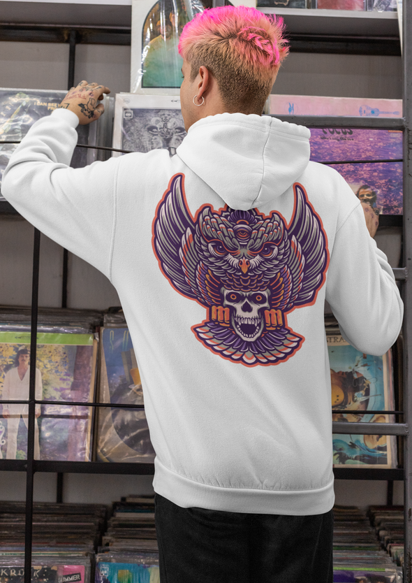 Unisex Owl Mystical with Skull Printed Hoodie