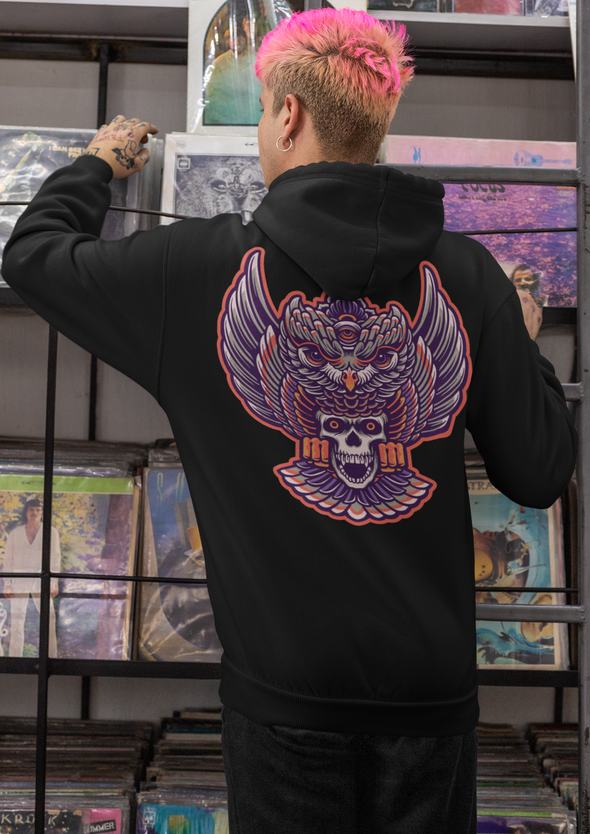 Unisex Owl Mystical with Skull Printed Hoodie