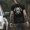 Skull With Axe And Helmet Print Unisex T-Shirt