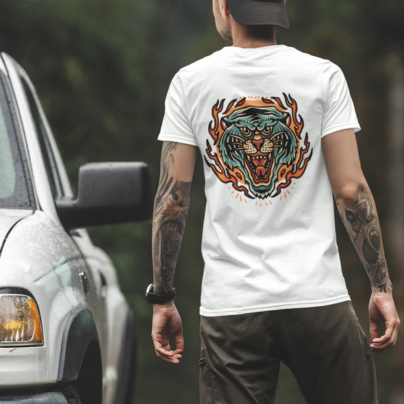 Unisex T-Shirt With Tiger Burning Print