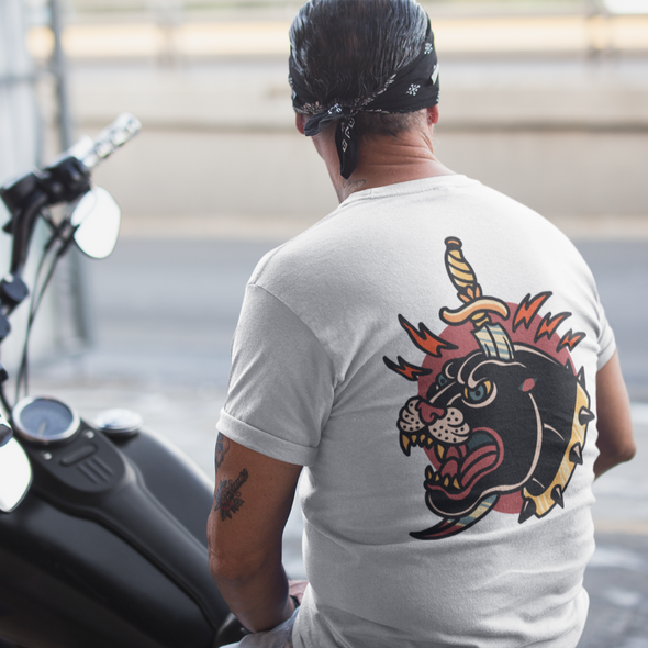 T-Shirt With Panther and Dagger Print