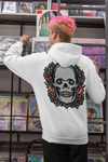Black & White Hoodies With Skull And Flower Print