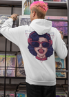 Girl Wearing Headphone Vector Illustration Printed Hoodie