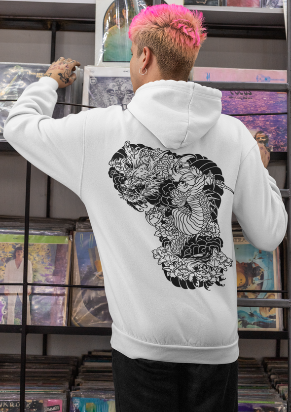 Unisex Japanese Dragon Ori Printed Hoodie