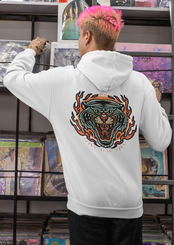 Hoodie With Tiger Burning Print