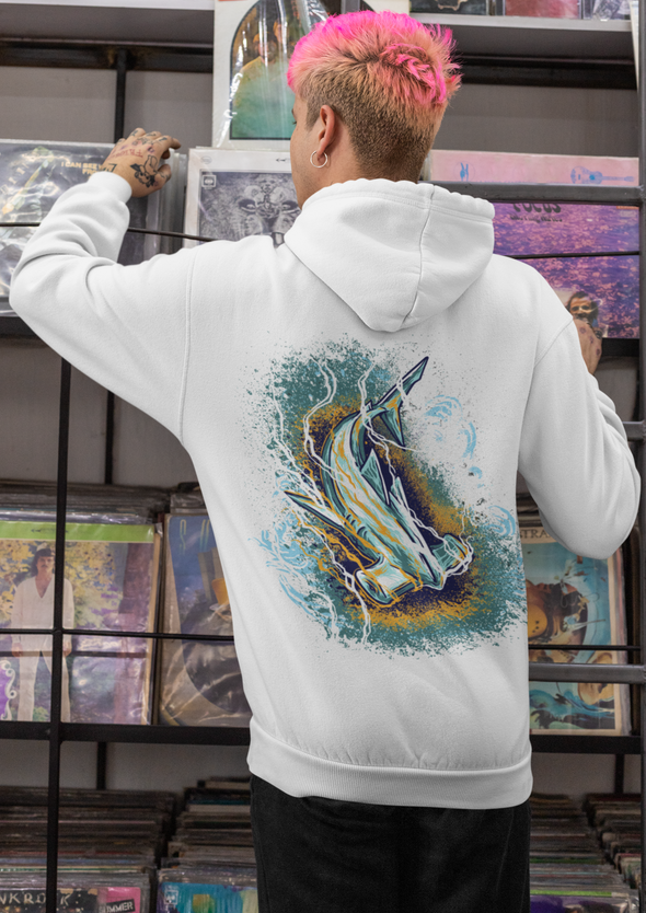 Unisex Hammer Shark Printed Hoodie