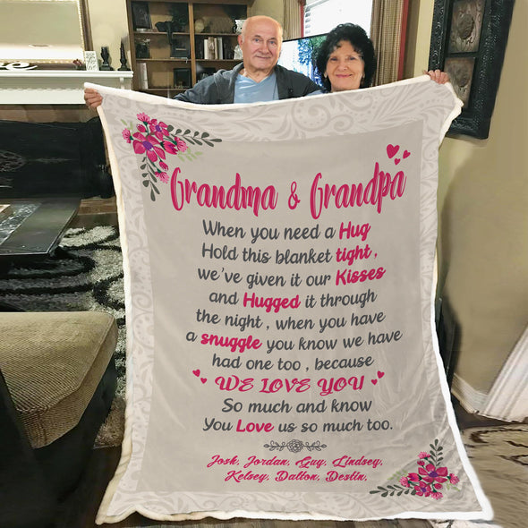 We Hugged this personalized blanket for Grandma/Grandpa/Mamma/Papa/Auntie