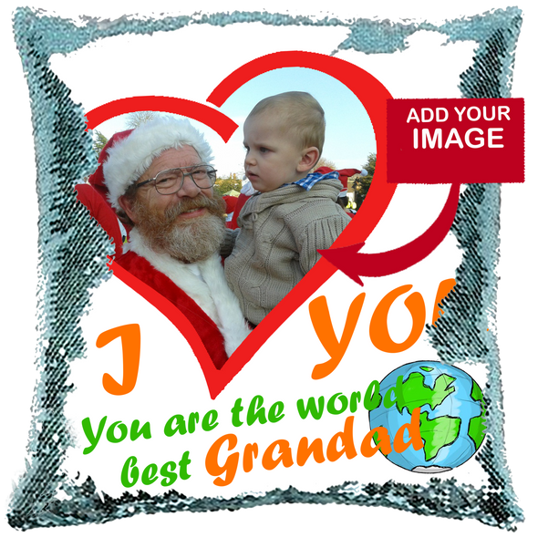 World Best Grandad Sequin Pillow Cushion Cover