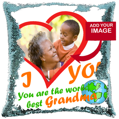 World Best Grandma Sequin pillow Cushion Cover