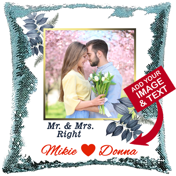 Couple Sequin Pillow Cushion Cover