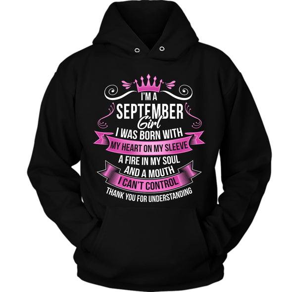 Newly Launched **September Girl Born With Heart On Sleeve** Shirts & Hoodies