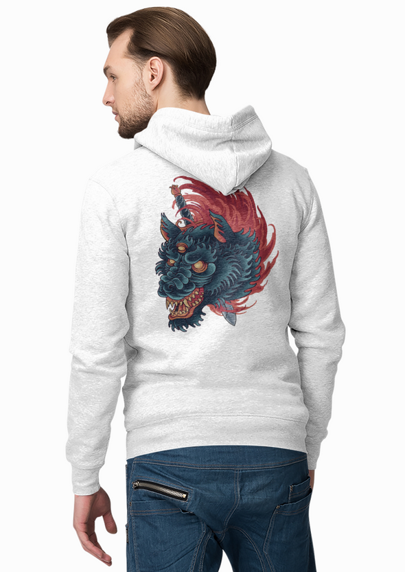 Slaughter Head Angry Wolf Tattoo Printed Hoodie