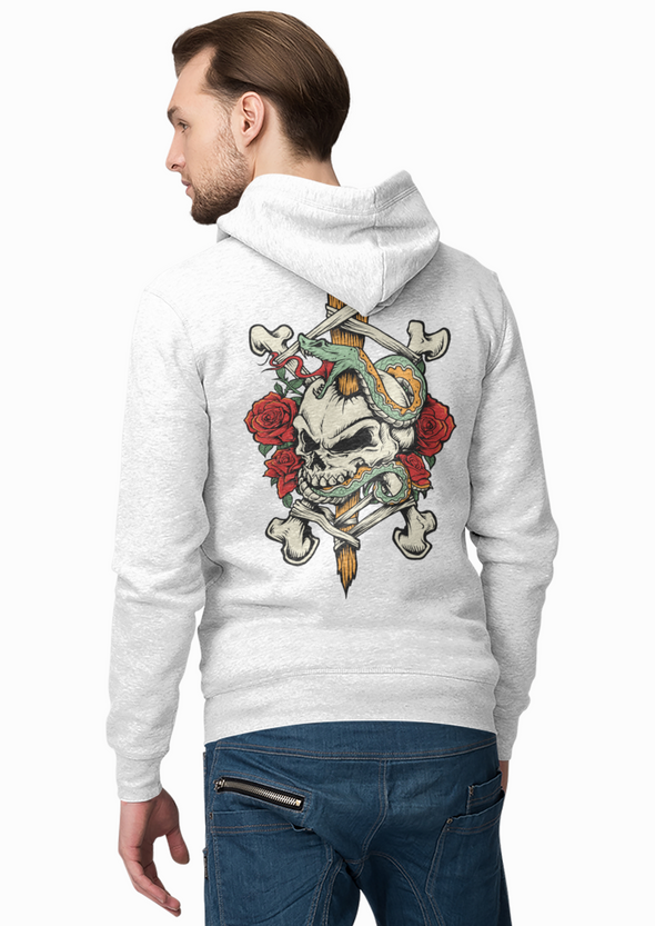 Unisex Hoodie With Skull Snake Print