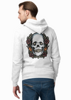 Black & White Hoodies With Skull And Flower Print