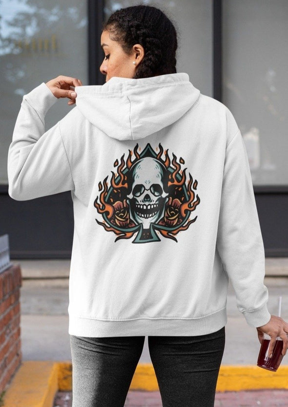 Flaming skull Printed Hoodie