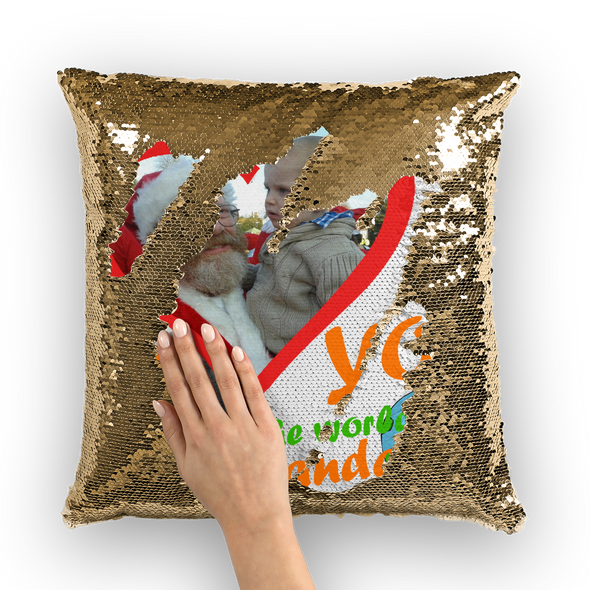 World Best Grandad Sequin Pillow Cushion Cover